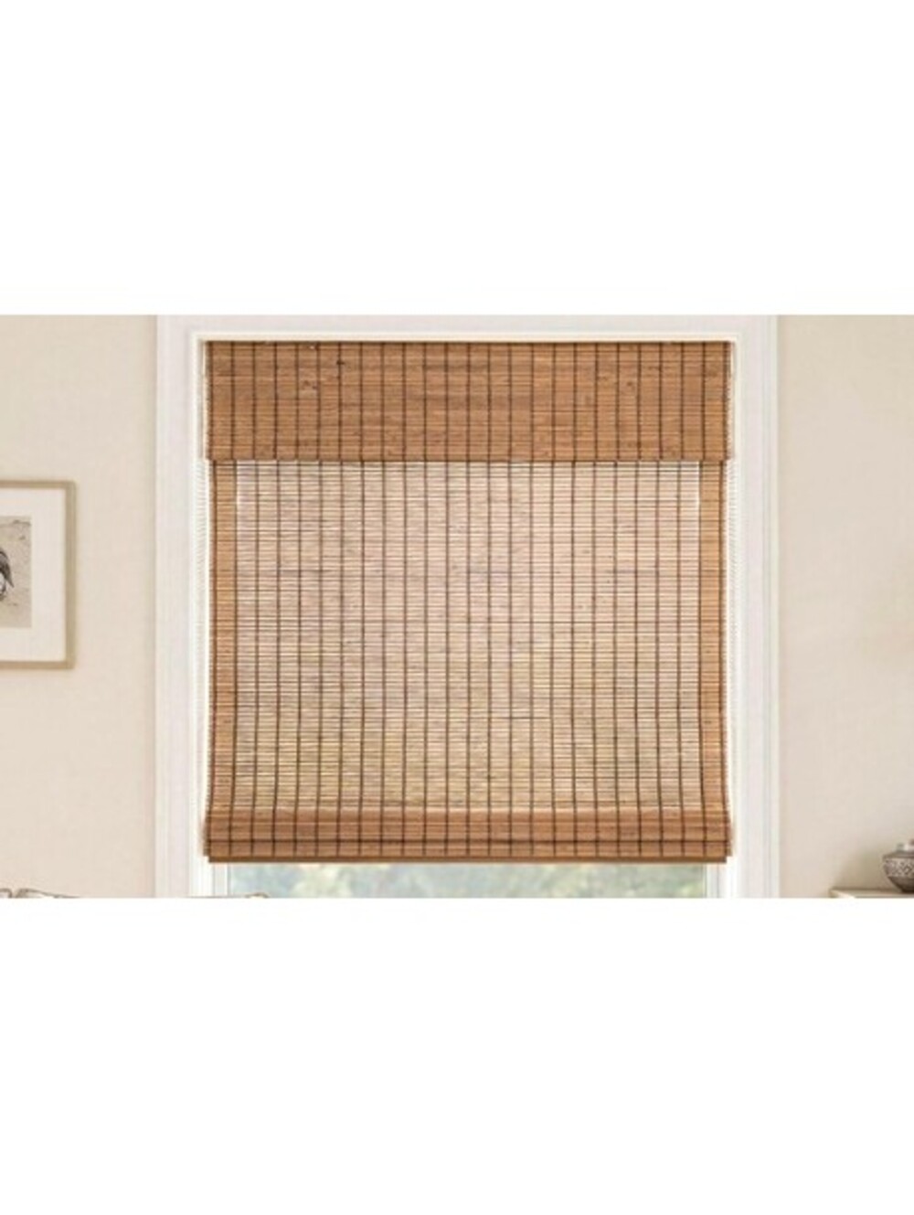 No-Drill Cordless Bamboo Roman Shade 21" x 64" Malay Umber New